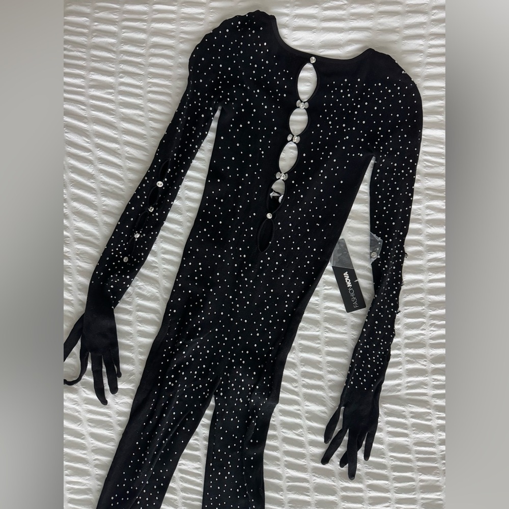 Black Rhinestone Bodysuit - Picture 5 of 5